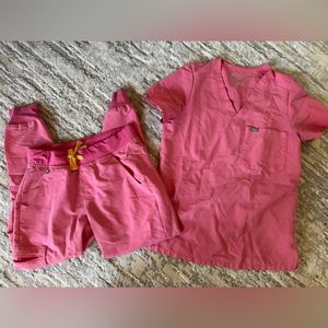 Figs Neon Pink Scrubs Set